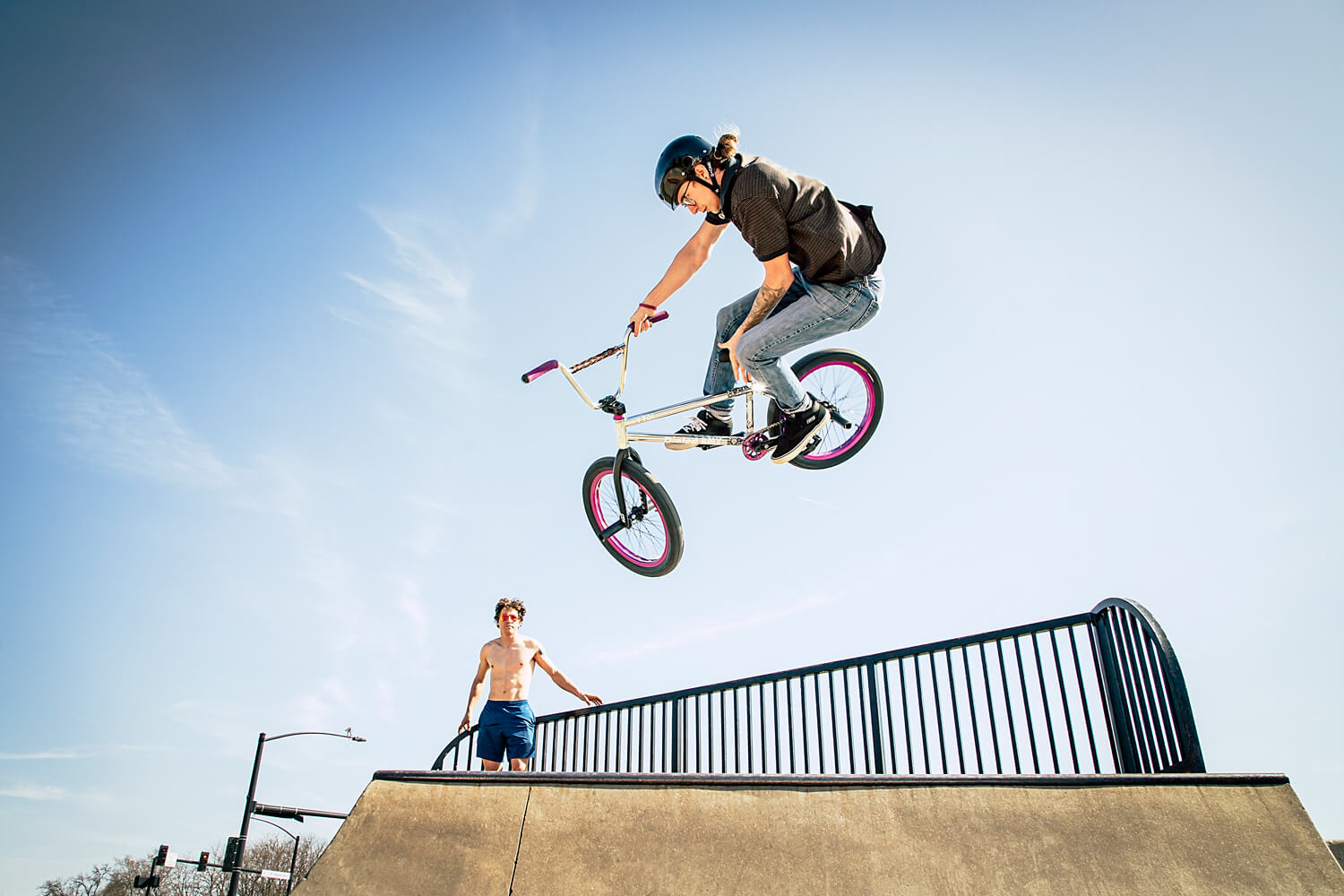 St. Louis Commercial Lifestyle Photography. Man jumping ramp with bmx bike